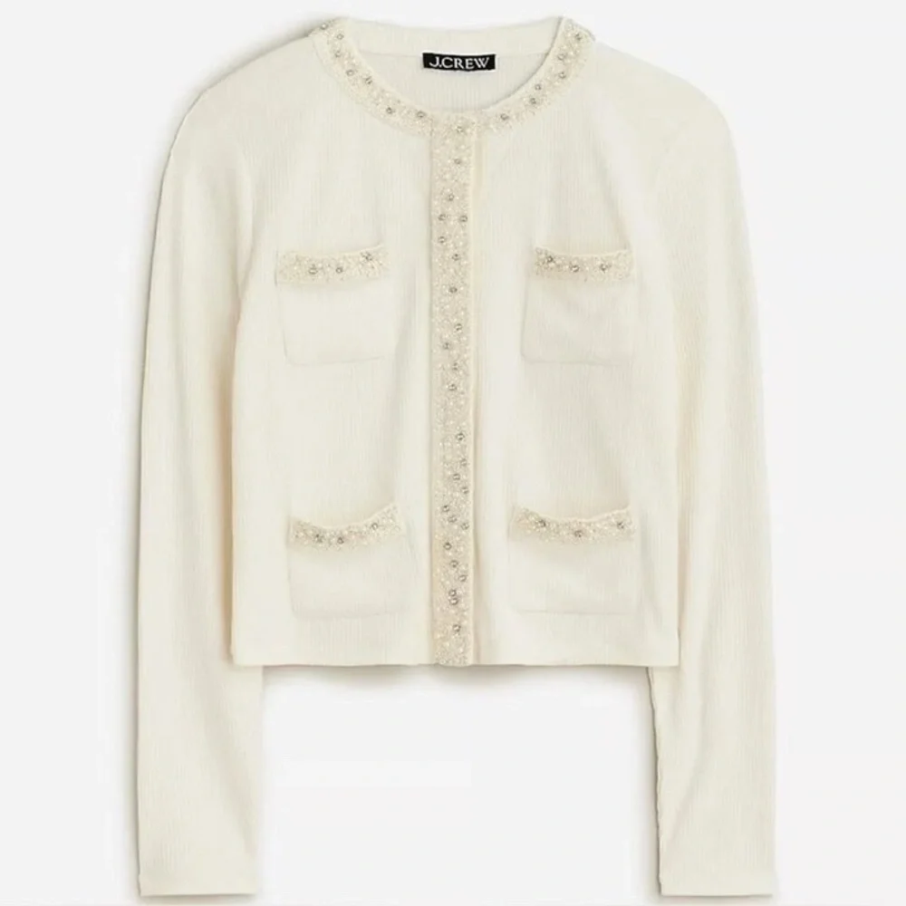 J. Crew Vintage Rib Lady‎ Jacket with Jewel Trim NWT